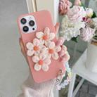 For iPhone 13 Pro Four Flowers Hand Strap Phone Case (Begonia) - 1