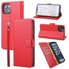 For iPhone 13 Plain Weave Cowhide Genuine Leather Phone Case(Red) - 1