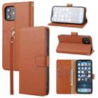 For iPhone 12 / 12 Pro Plain Weave Cowhide Genuine Leather Phone Case(Brown) - 1