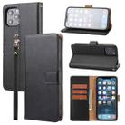 For iPhone 12 Pro Max Plain Weave Cowhide Genuine Leather Phone Case(Black) - 1