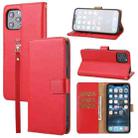 For iPhone 12 Pro Max Plain Weave Cowhide Genuine Leather Phone Case(Red) - 1