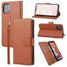 For iPhone 11 Plain Weave Cowhide Genuine Leather Phone Case (Brown) - 1