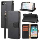 For iPhone SE 2022 / SE 2020 / 8 / 7 / 6 / 6s Plain Weave Cowhide Leather Phone Case(Black) - 1