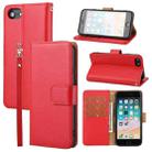 For iPhone SE 2022 / SE 2020 / 8 / 7 / 6 / 6s Plain Weave Cowhide Leather Phone Case(Red) - 1