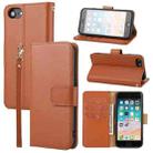 For iPhone SE 2022 / SE 2020 / 8 / 7 / 6 / 6s Plain Weave Cowhide Leather Phone Case(Brown) - 1