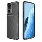 For OPPO Reno7 Pro 5G Carbon Fiber Texture Shockproof TPU Phone Case(Black) - 1