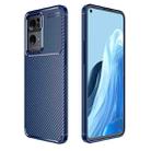 For OPPO Reno7 Pro 5G Carbon Fiber Texture Shockproof TPU Phone Case(Blue) - 1