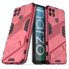 For OPPO Realme Narzo 50A Punk Armor 2 in 1 PC + TPU Shockproof Phone Case with Invisible Holder(Light Red) - 1