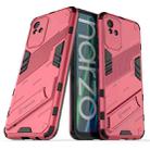 For OPPO Realme Narzo 50i Punk Armor 2 in 1 PC + TPU Shockproof Phone Case with Invisible Holder(Light Red) - 1