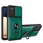 For Samsung Galaxy A02s EU Version Camera Cover Phone Case with Card Slot & Holder(Green) - 1