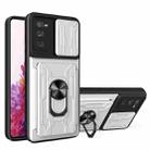 For Samsung Galaxy S20 FE Camera Cover Phone Case with Card Slot & Holder(White) - 1