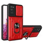 For Samsung Galaxy S20 FE Camera Cover Phone Case with Card Slot & Holder(Red) - 1