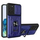 For Samsung Galaxy S20+ Camera Cover Phone Case with Card Slot & Holder(Blue) - 1