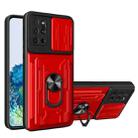 For Samsung Galaxy S20+ Camera Cover Phone Case with Card Slot & Holder(Red) - 1