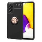 For Samsung Galaxy A73 Metal Ring Holder TPU Phone Case(Black+Rose Gold) - 1