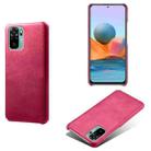 For Xiaomi Redmi Note 10 4G Calf Texture PC + PU Phone Case(Rose Red) - 1