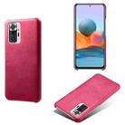 For Xiaomi Redmi Note 10 Pro 4G Calf Texture PC + PU Phone Case(Rose Red) - 1