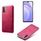 For Xiaomi Redmi Note 9 4G Calf Texture PC + PU Phone Case(Rose Red) - 1