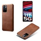 For Xiaomi Redmi Note 11T 5G Calf Texture PC + PU Phone Case(Brown) - 1