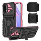 For Xiaomi Poco M3 / Redmi Note 9 4G Armor Wristband Phone Case(Pink) - 1