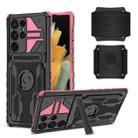 For Samsung Galaxy S22 Ultra 5G Armor Wristband Phone Case(Pink) - 1