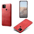For Google Pixel 5a Calf Texture PC + PU Phone Case(Red) - 1