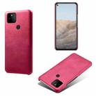 For Google Pixel 5a Calf Texture PC + PU Phone Case(Rose Red) - 1