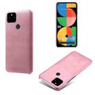 For Google Pixel 5a 5G Calf Texture PC + PU Phone Case(Pink) - 1