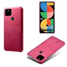 For Google Pixel 5a 5G Calf Texture PC + PU Phone Case(Rose Red) - 1