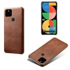 For Google Pixel 5a 5G Calf Texture PC + PU Phone Case(Brown) - 1