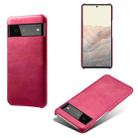 For Google Pixel 6 Calf Texture PC + PU Phone Case(Rose Red) - 1