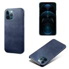 For iPhone 12 Pro Max Calf Texture PC + PU Phone Case(Blue) - 1