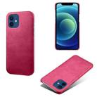 For iPhone 12 / 12 Pro Calf Texture PC + PU Phone Case(Rose Red) - 1