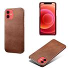 For iPhone 12 mini Calf Texture PC + PU Phone Case (Brown) - 1