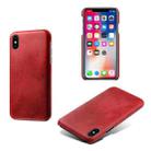 For iPhone X / XS Calf Texture PC + PU Phone Case(Red) - 1