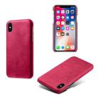 For iPhone X / XS Calf Texture PC + PU Phone Case(Rose Red) - 1