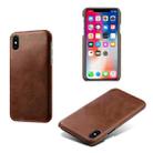 For iPhone X / XS Calf Texture PC + PU Phone Case(Brown) - 1