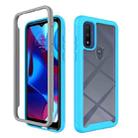 For Motorola Moto G Pure Starry Sky Solid Color Series Shockproof PC + TPU Protective Phone Case(Light Blue) - 1