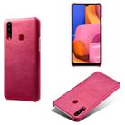 Calf Texture  PC + PU Phone Case For Samsung Galaxy A20s(Rose Red) - 1