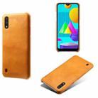 For Samsung Galaxy M01 Calf Texture  PC + PU Phone Case(Orange) - 1