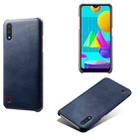 For Samsung Galaxy M01 Calf Texture  PC + PU Phone Case(Blue) - 1