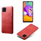 For Samsung Galaxy M22 Calf Texture  PC + PU Phone Case(Red) - 1