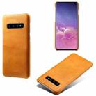 For Samsung Galaxy S10 Calf Texture  PC + PU Phone Case(Orange) - 1