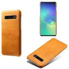 For Samsung Galaxy S10+ Calf Texture  PC + PU Phone Case(Orange) - 1