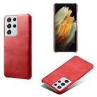 For Samsung Galaxy S21 Ultra 5G Calf Texture  PC + PU Phone Case(Red) - 1