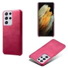 For Samsung Galaxy S21 Ultra 5G Calf Texture  PC + PU Phone Case(Rose Red) - 1