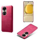 For Huawei P50 Pro Calf Texture PC + PU Phone Case(Rose Red) - 1