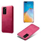For Huawei P40 Calf Texture PC + PU Phone Case(Rose Red) - 1