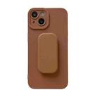 For iPhone 13 TPU Phone Case with Holder(Brown) - 1