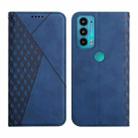For Motorola Edge 20 Skin Feel Magnetic Leather Phone Case(Blue) - 1